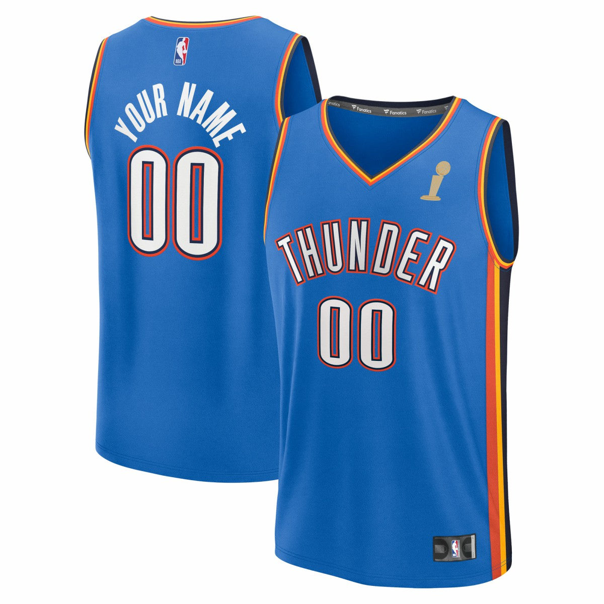 Oklahoma City Thunder 2025 NBA Finals Champions Fast Break Replica Custom Jersey - Blue - Icon Edition discount