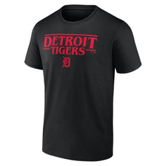 Detroit Tigers Stranger Things Logo Lockup T-Shirt Black