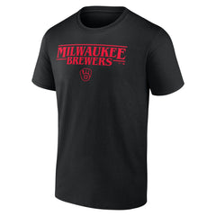Milwaukee Brewers Stranger Things Logo Lockup T-Shirt Black