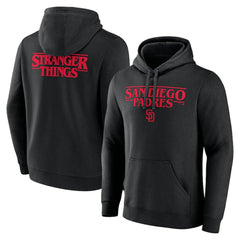 San Diego Padres Stranger Things Logo Lockup Pullover Hoodie Black