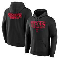 Texas Rangers Stranger Things Logo Lockup Pullover Hoodie Black