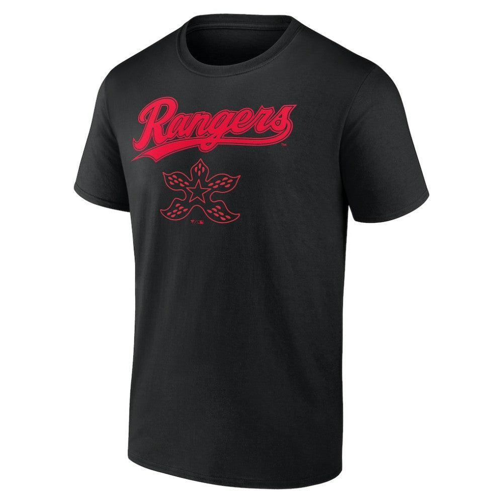Texas Rangers Stranger Things Demogorgan T-Shirt Black