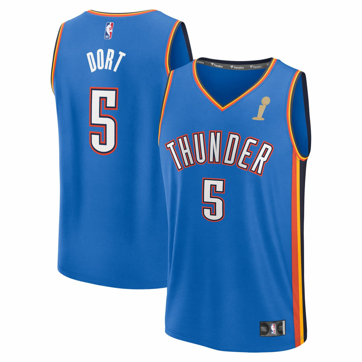 Luguentz Dort Oklahoma City Thunder 2025 NBA Finals Champions Fast Break Replica Player Jersey - Blue - Icon Edition on sale