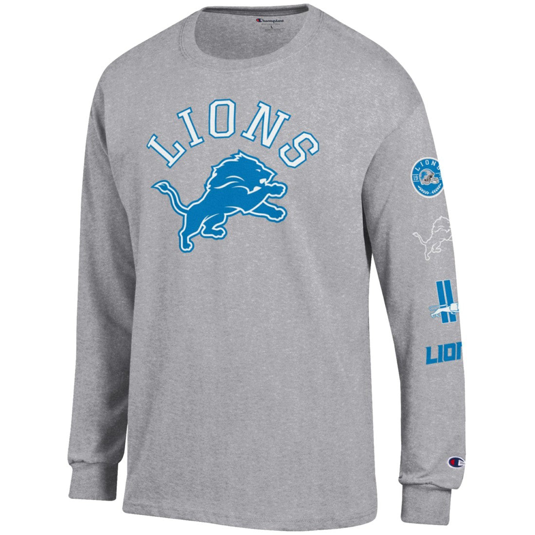 Detroit Lions Champion Seal Long Sleeve T-Shirt - Heather Gray on sale