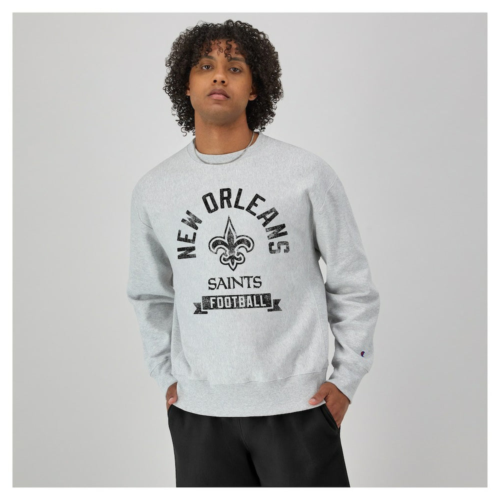 New Orleans Saints Champion Reverse Weave Fleece Pullover Sweatshirt - Heather Gray outlet