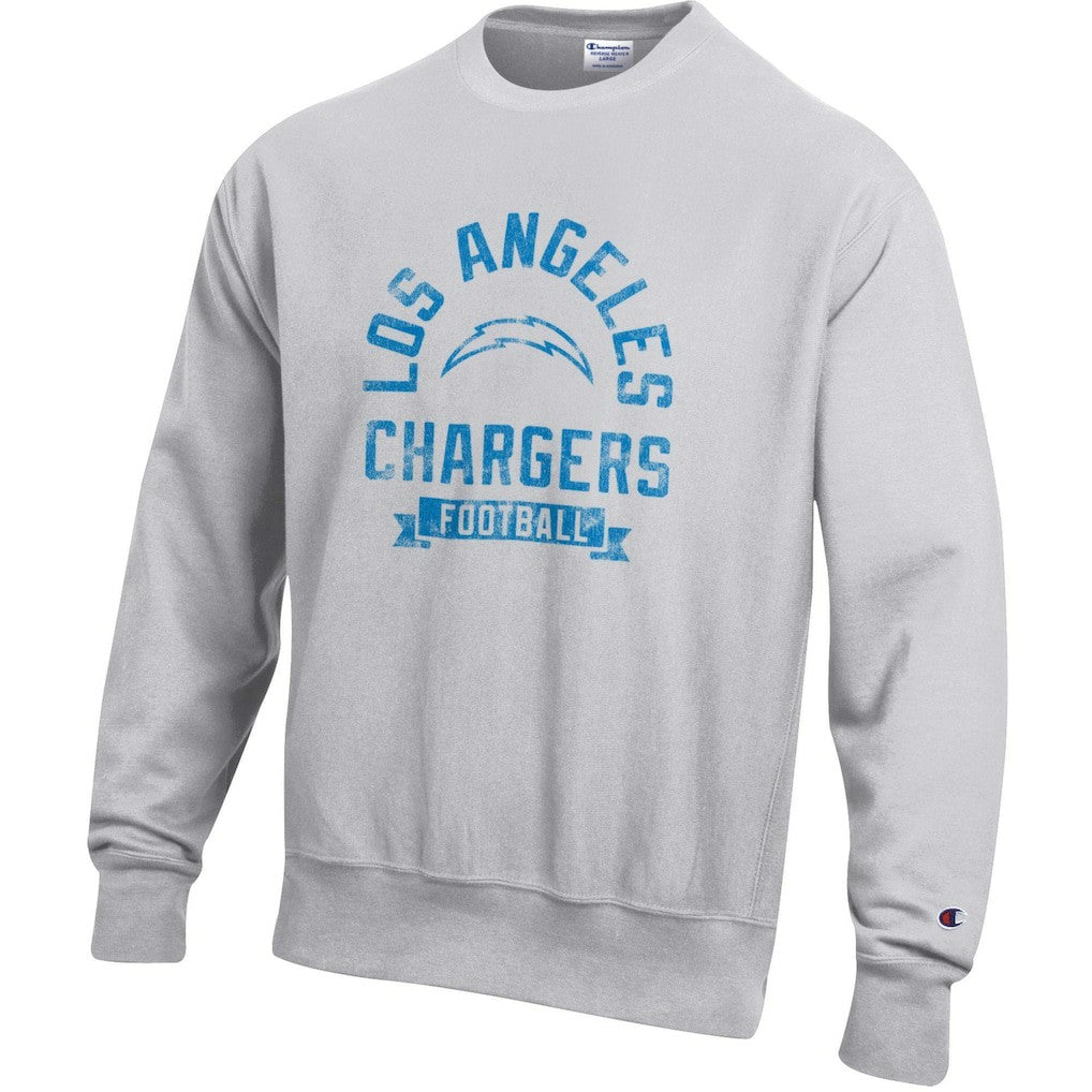 Los Angeles Chargers Champion Reverse Weave Fleece Pullover Sweatshirt - Heather Gray for sale