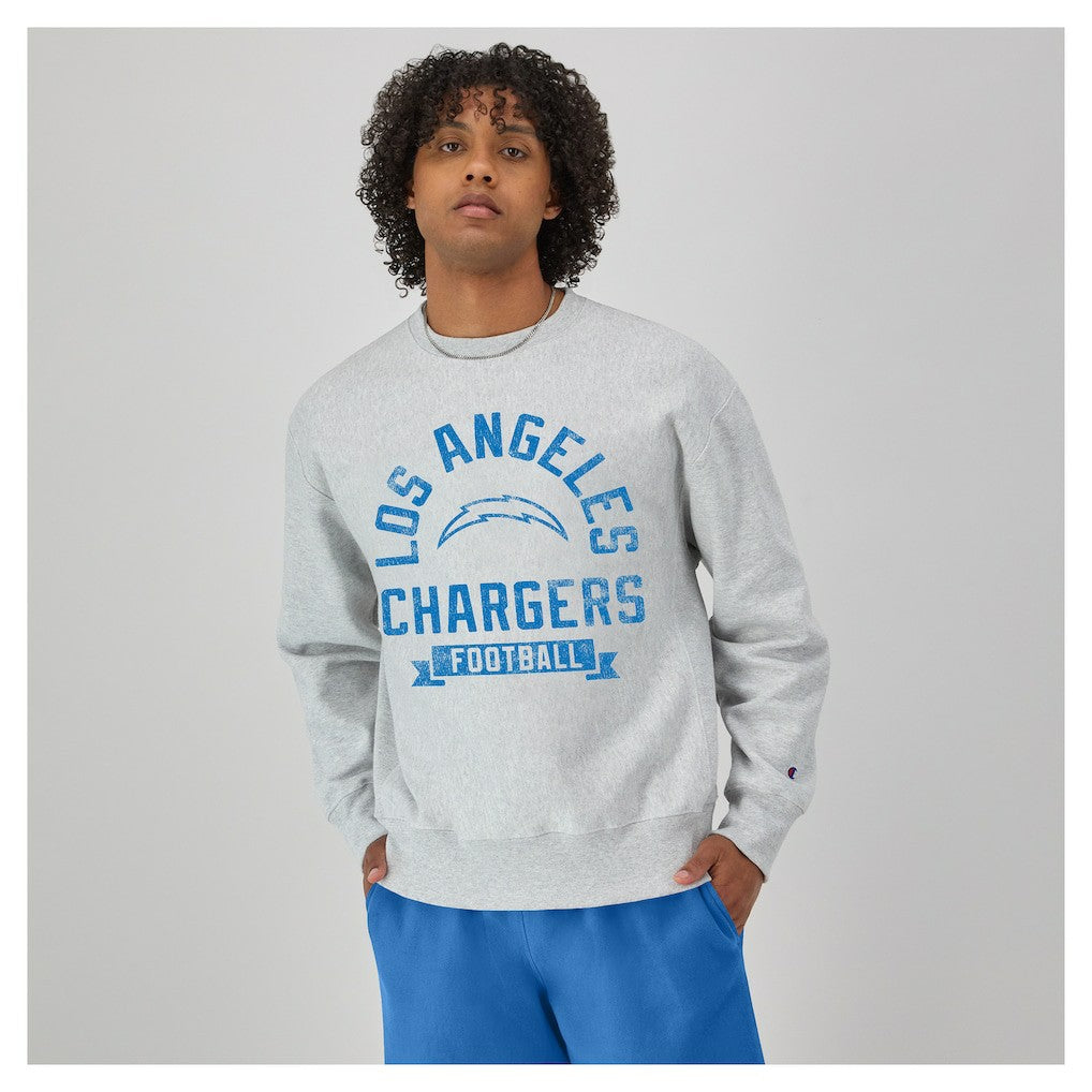 Los Angeles Chargers Champion Reverse Weave Fleece Pullover Sweatshirt - Heather Gray for sale