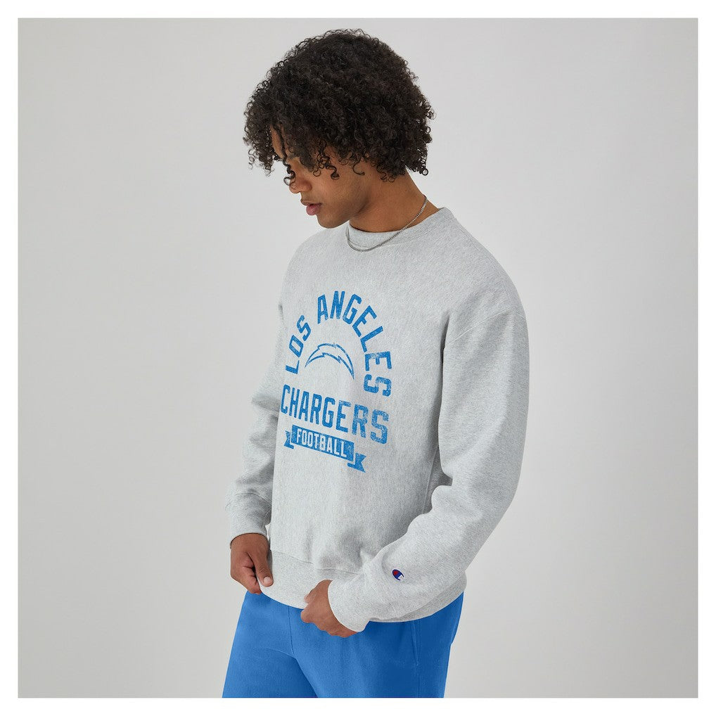 Los Angeles Chargers Champion Reverse Weave Fleece Pullover Sweatshirt - Heather Gray for sale