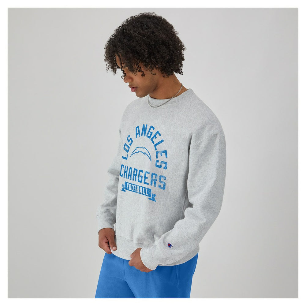 Los Angeles Chargers Champion Reverse Weave Fleece Pullover Sweatshirt - Heather Gray for sale