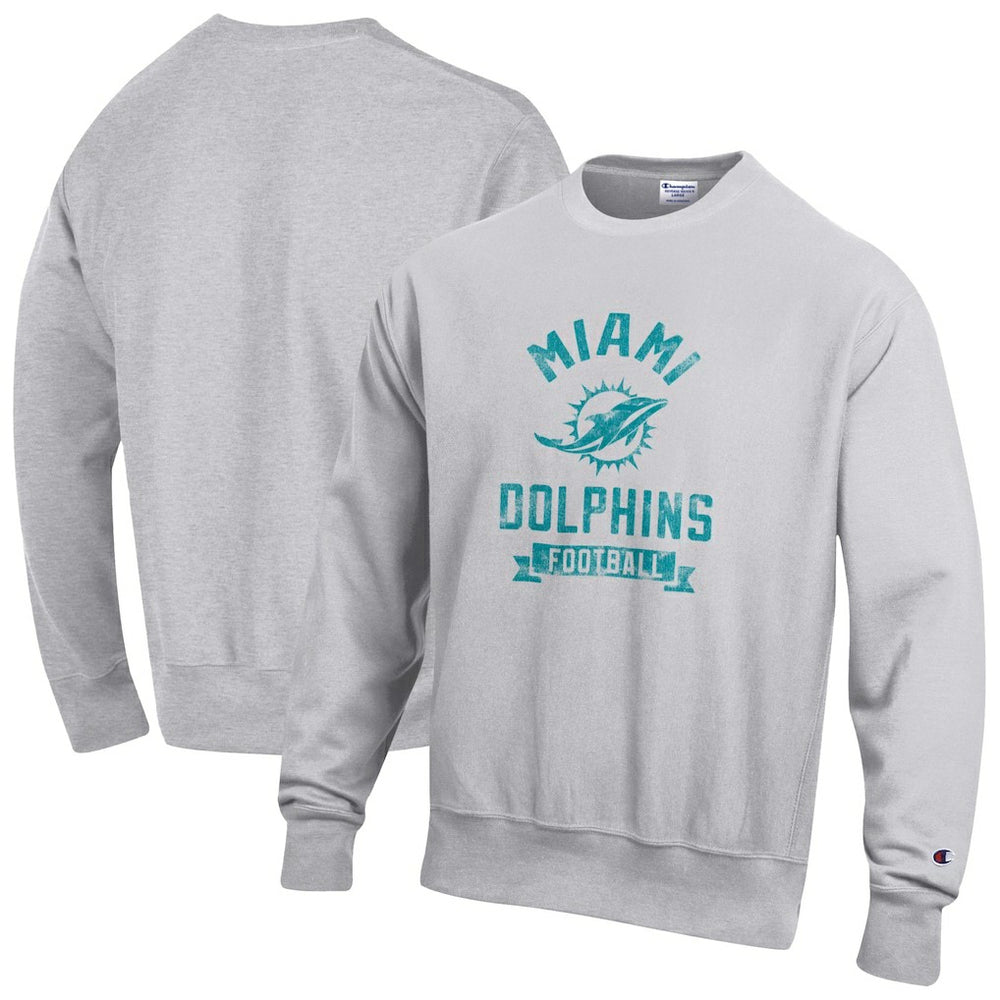 Miami Dolphins Champion Reverse Weave Fleece Pullover Sweatshirt - Heather Gray on sale
