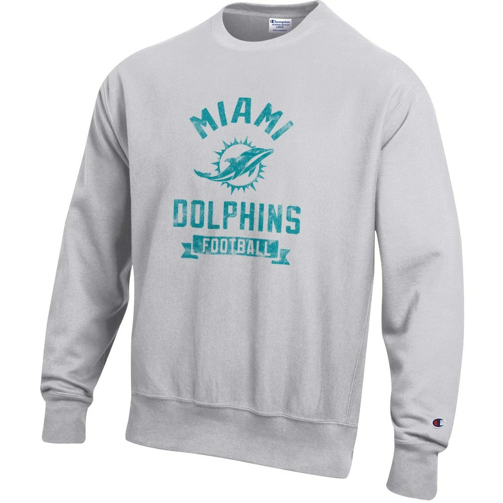Miami Dolphins Champion Reverse Weave Fleece Pullover Sweatshirt - Heather Gray on sale