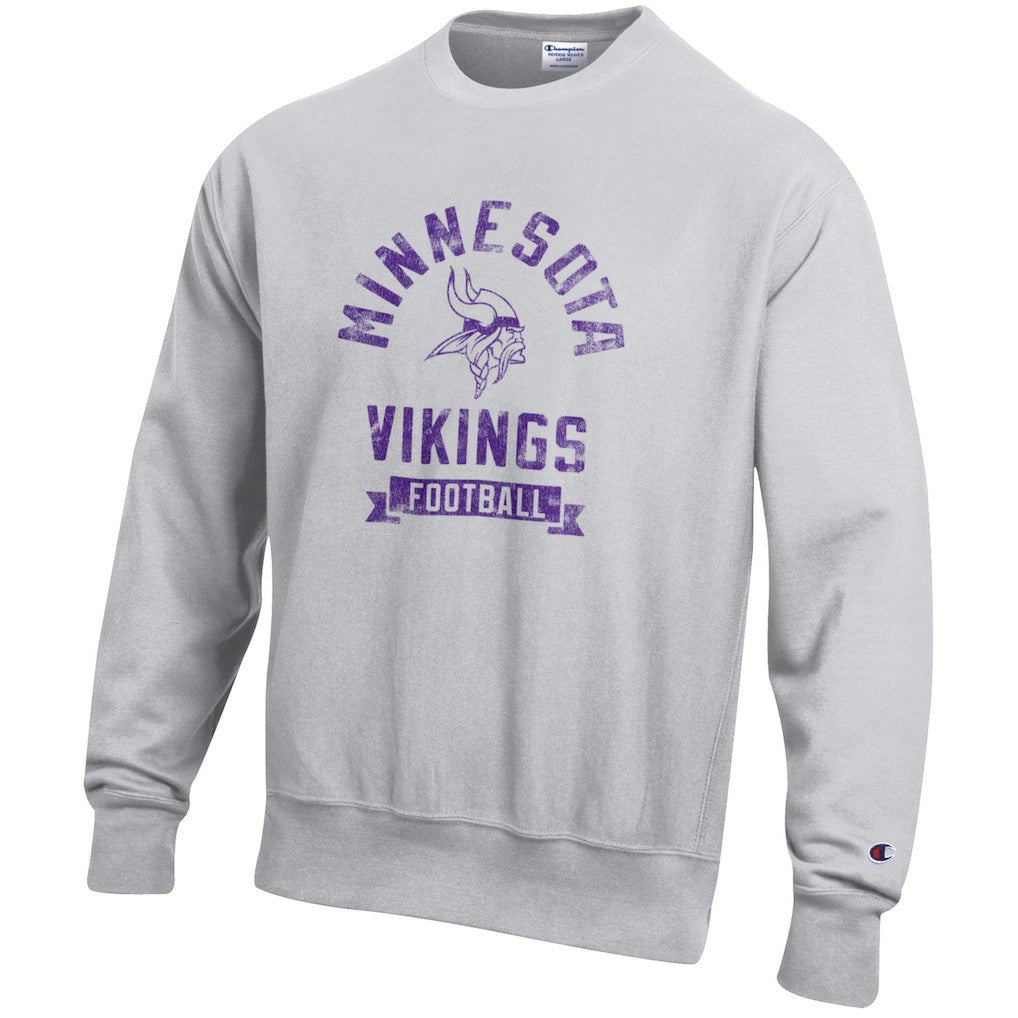 Minnesota Vikings Champion Reverse Weave Fleece Pullover Sweatshirt - Heather Gray for sale
