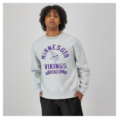 Minnesota Vikings Champion Reverse Weave Fleece Pullover Sweatshirt - Heather Gray for sale