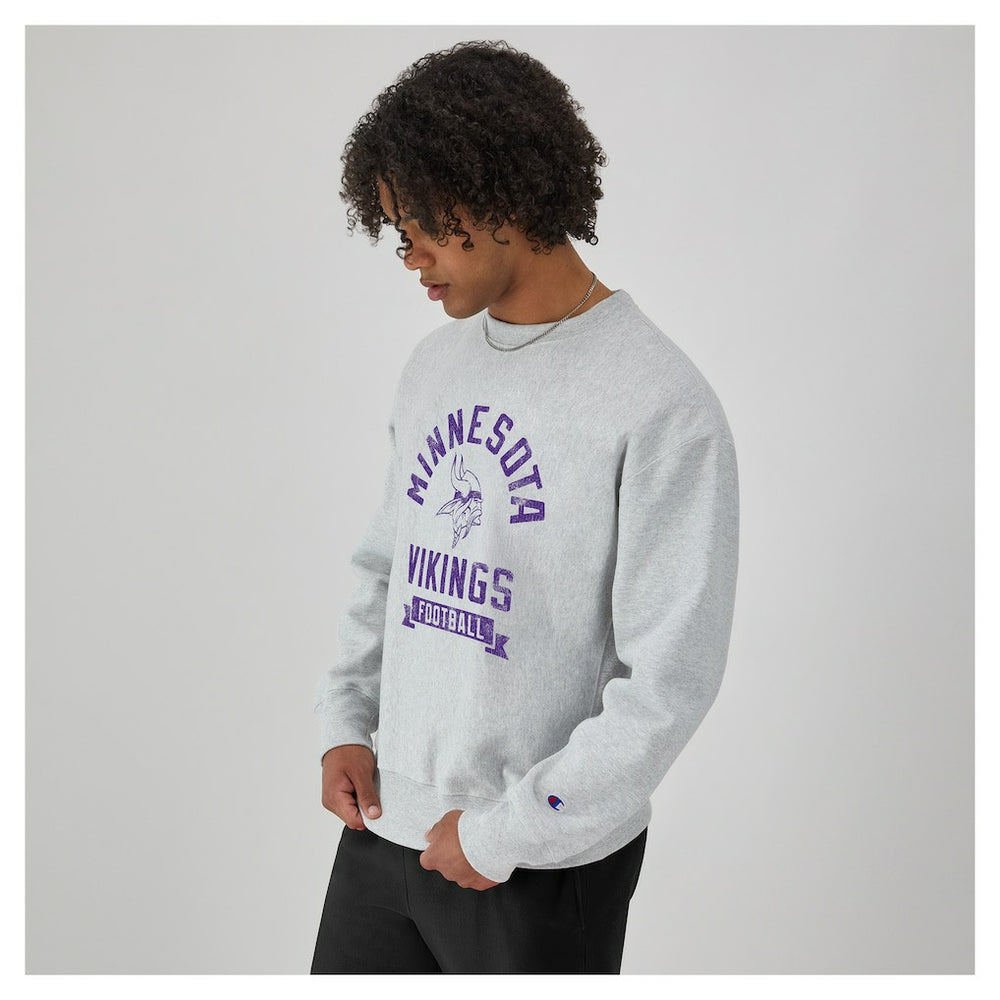 Minnesota Vikings Champion Reverse Weave Fleece Pullover Sweatshirt - Heather Gray for sale