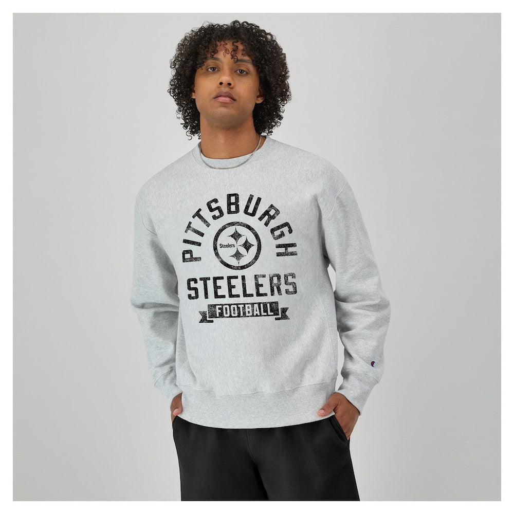 Pittsburgh Steelers Champion Reverse Weave Fleece Pullover Sweatshirt - Heather Gray cheap