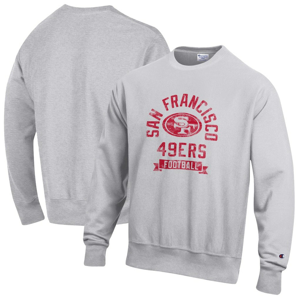 San Francisco 49ers Champion Reverse Weave Fleece Pullover Sweatshirt - Heather Gray discount