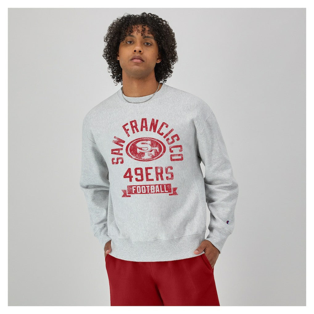 San Francisco 49ers Champion Reverse Weave Fleece Pullover Sweatshirt - Heather Gray discount
