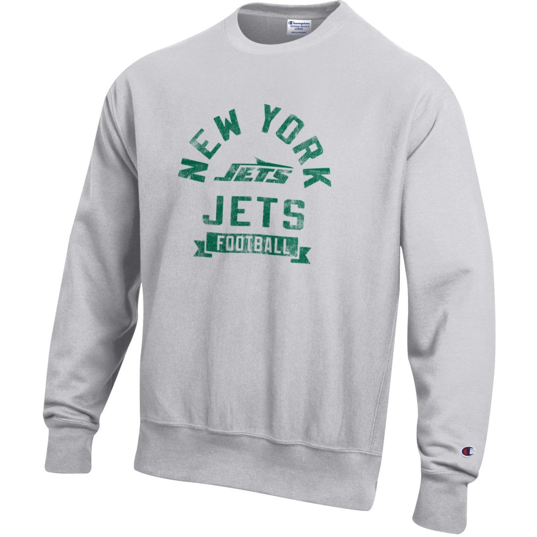 New York Jets Champion Reverse Weave Fleece Pullover Sweatshirt - Heather Gray for sale
