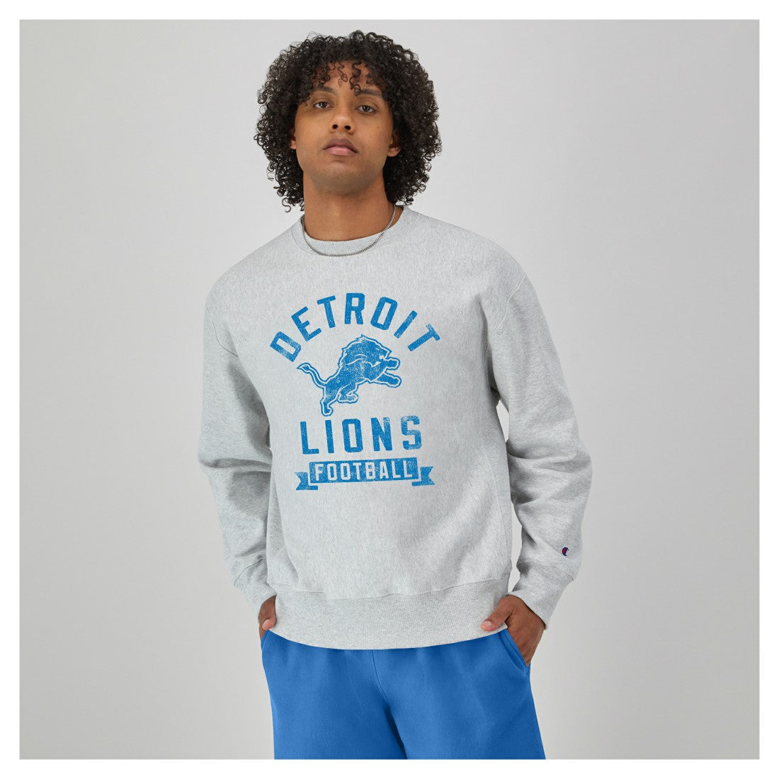 Detroit Lions Champion Reverse Weave Fleece Pullover Sweatshirt - Heather Gray outlet