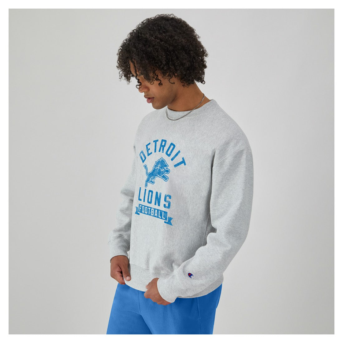 Detroit Lions Champion Reverse Weave Fleece Pullover Sweatshirt - Heather Gray outlet