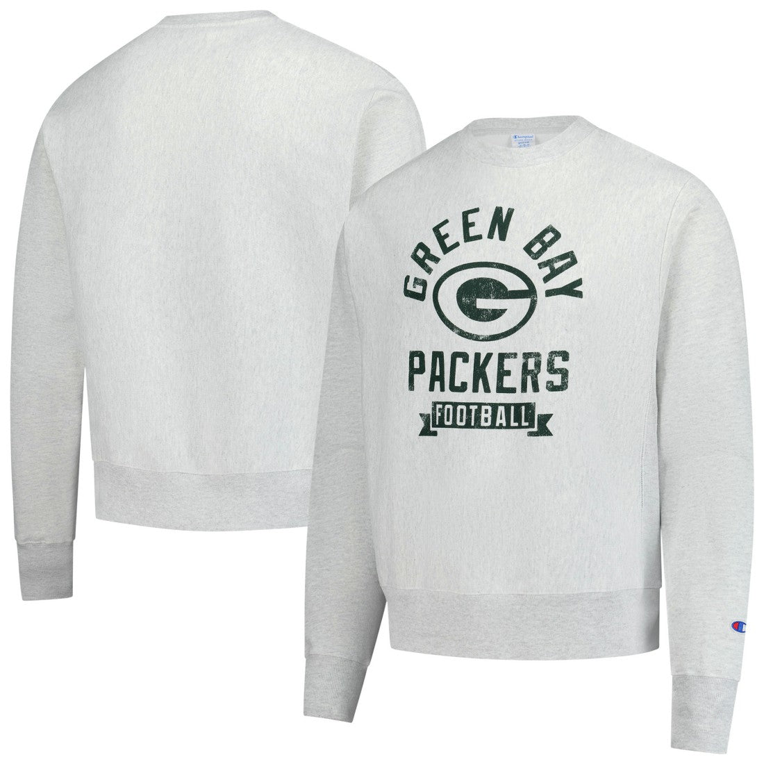 Green Bay Packers Champion Reverse Weave Fleece Pullover Sweatshirt - Heather Gray discount