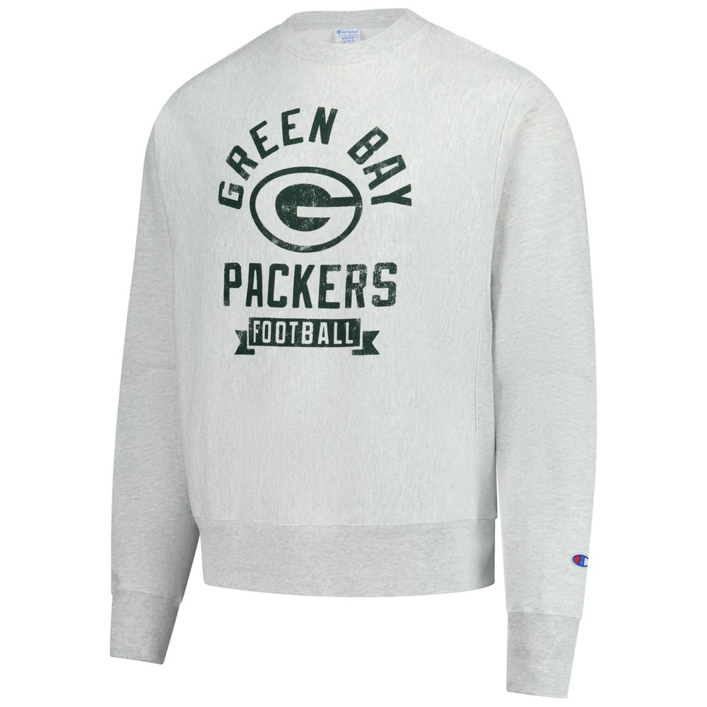Green Bay Packers Champion Reverse Weave Fleece Pullover Sweatshirt - Heather Gray discount