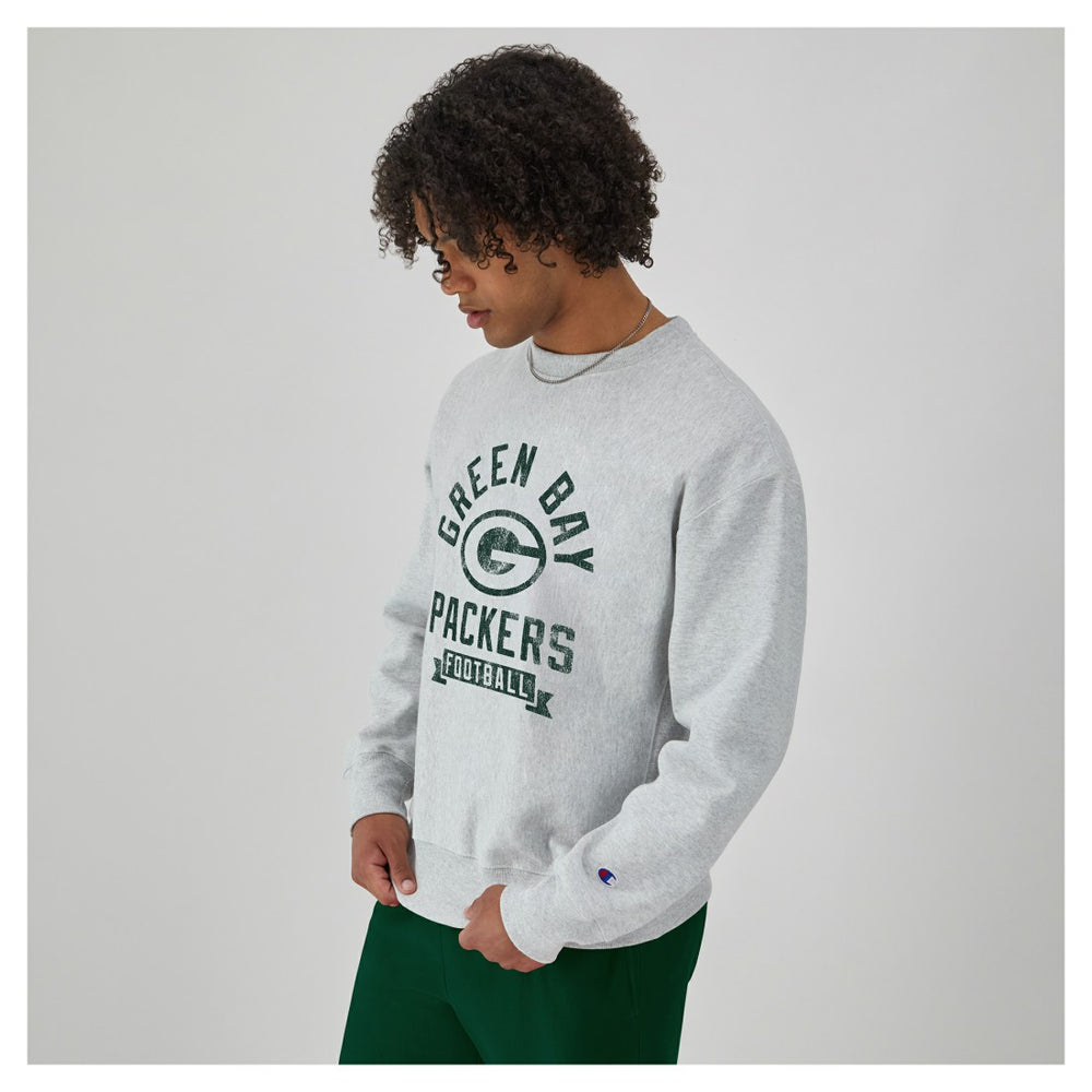Green Bay Packers Champion Reverse Weave Fleece Pullover Sweatshirt - Heather Gray discount