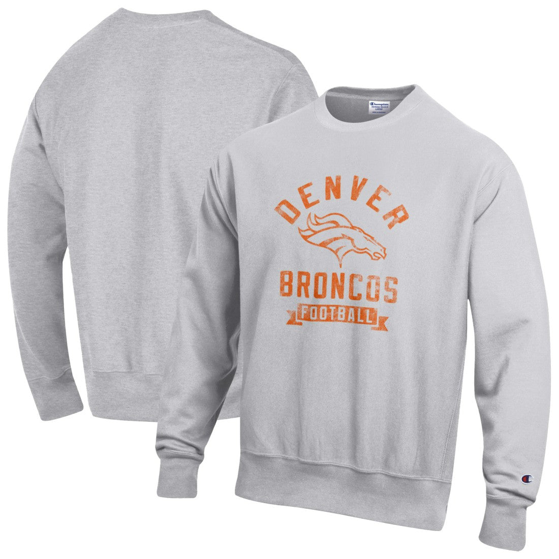 Denver Broncos Champion Reverse Weave Fleece Pullover Sweatshirt - Heather Gray outlet