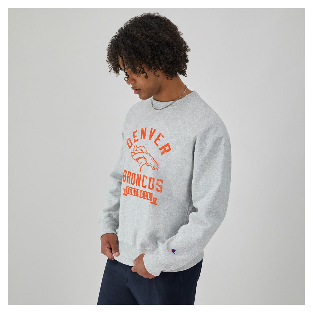 Denver Broncos Champion Reverse Weave Fleece Pullover Sweatshirt - Heather Gray outlet