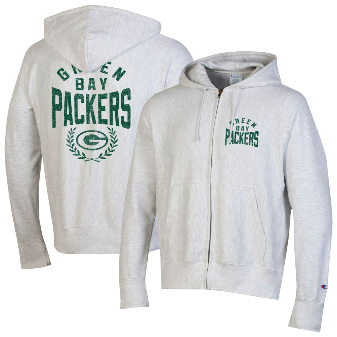 Green Bay Packers Champion Reverse Weave Full-Zip Hoodie - Heather Gray sale