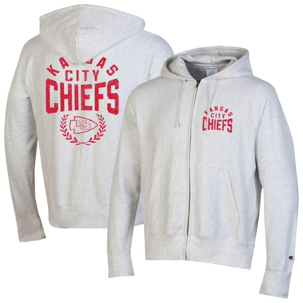 Kansas City Chiefs Champion Reverse Weave Full-Zip Hoodie - Heather Gray for sale