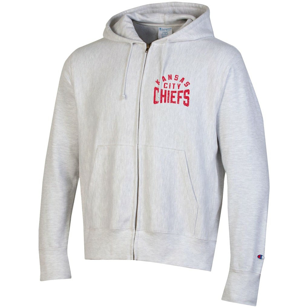 Kansas City Chiefs Champion Reverse Weave Full-Zip Hoodie - Heather Gray for sale