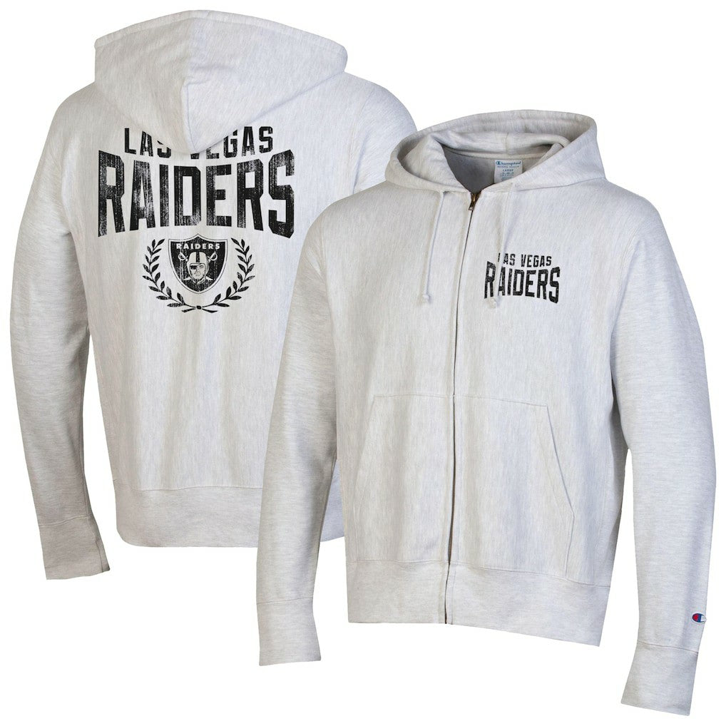 Las Vegas Raiders Champion Reverse Weave Full-Zip Hoodie - Heather Gray for sale