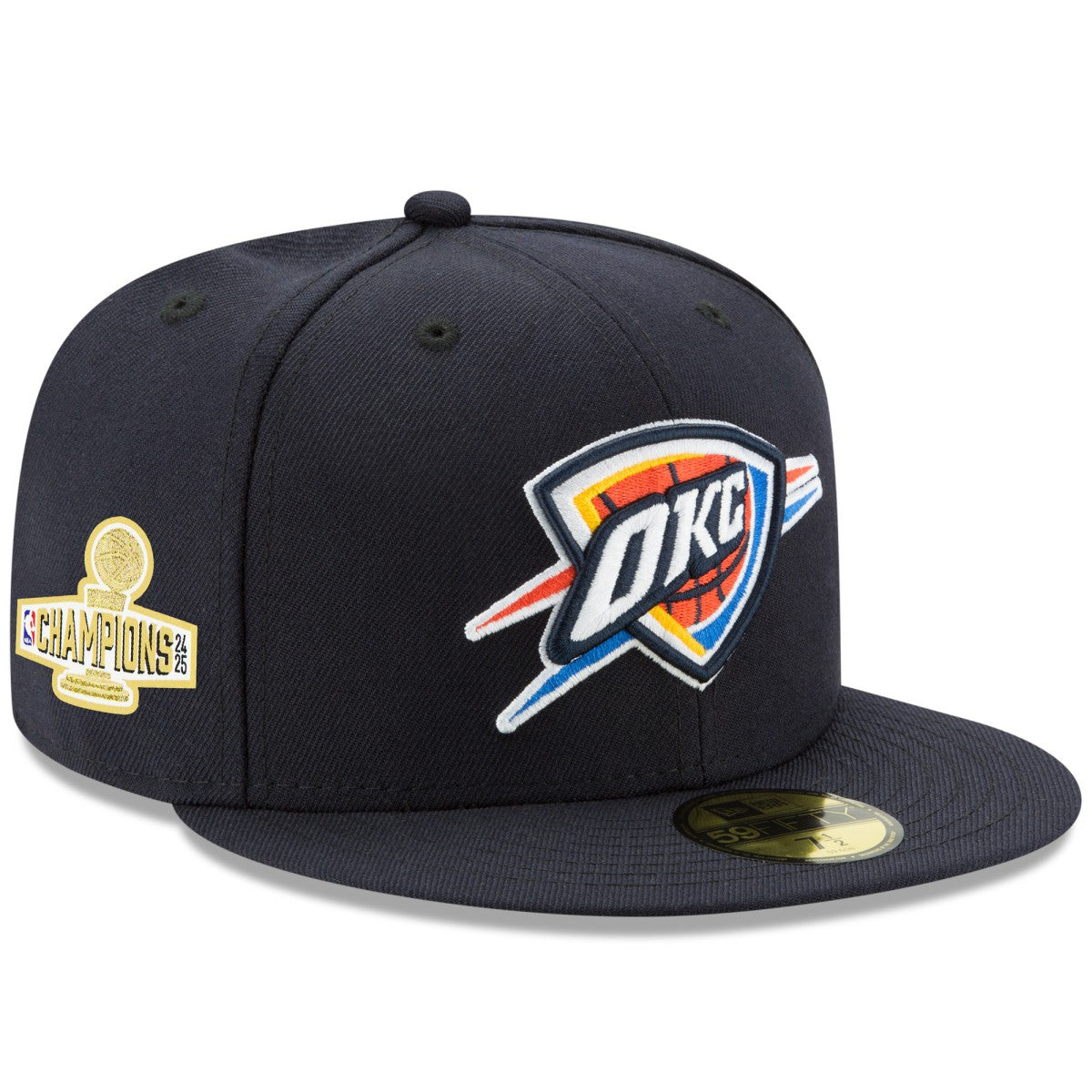 Oklahoma City Thunder 2025 NBA Finals Champions Side Patch 59FIFTY Fitted Hat - Navy sale