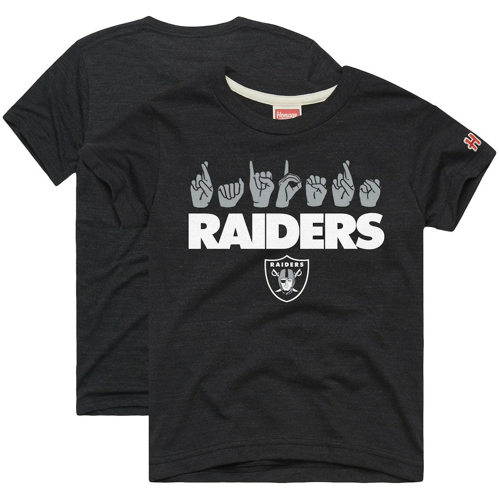 Las Vegas Raiders Homage Youth Love Sign x ASL 2.0 Tri-Blend T-Shirt - Charcoal outlet