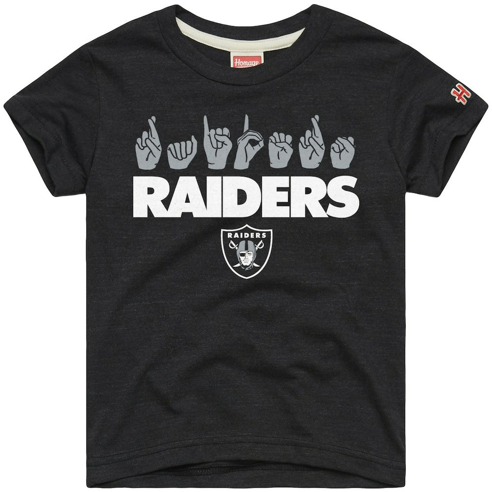 Las Vegas Raiders Homage Youth Love Sign x ASL 2.0 Tri-Blend T-Shirt - Charcoal outlet