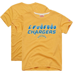 Los Angeles Chargers Homage Youth Love Sign x ASL 2.0 Tri-Blend T-Shirt - Gold outlet