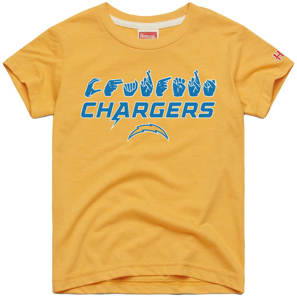 Los Angeles Chargers Homage Youth Love Sign x ASL 2.0 Tri-Blend T-Shirt - Gold outlet