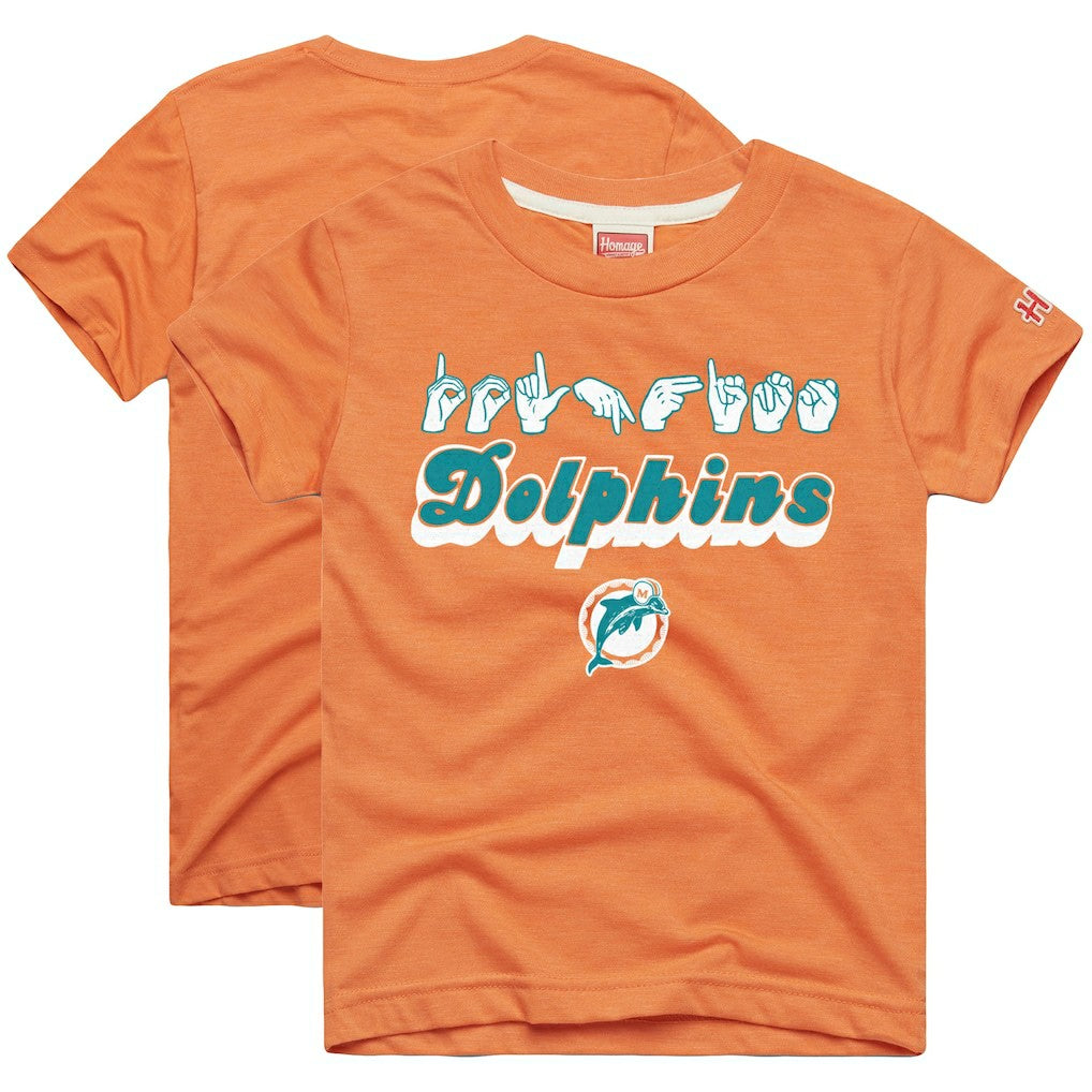 Miami Dolphins Homage Youth Love Sign x ASL 2.0 Tri-Blend T-Shirt - Orange sale
