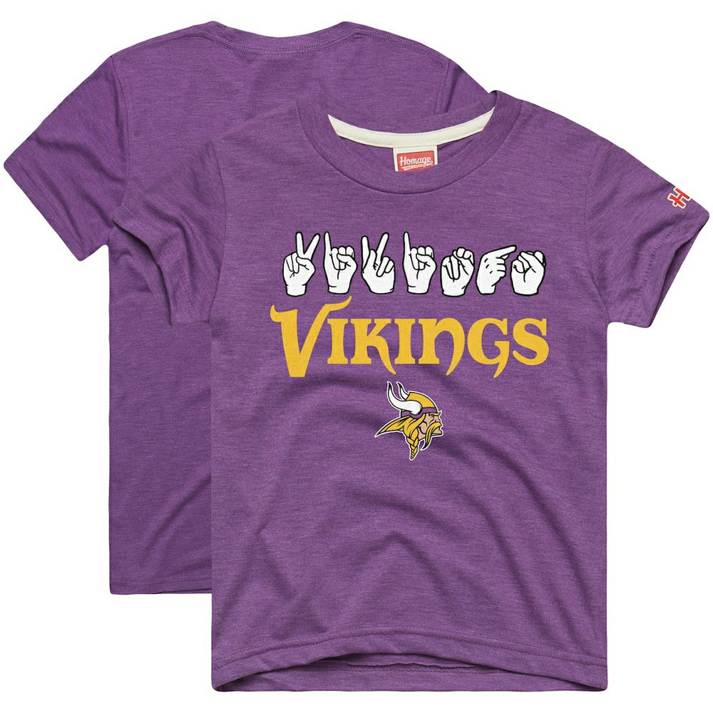 Minnesota Vikings Homage Youth Love Sign x ASL 2.0 Tri-Blend T-Shirt - Purple on sale