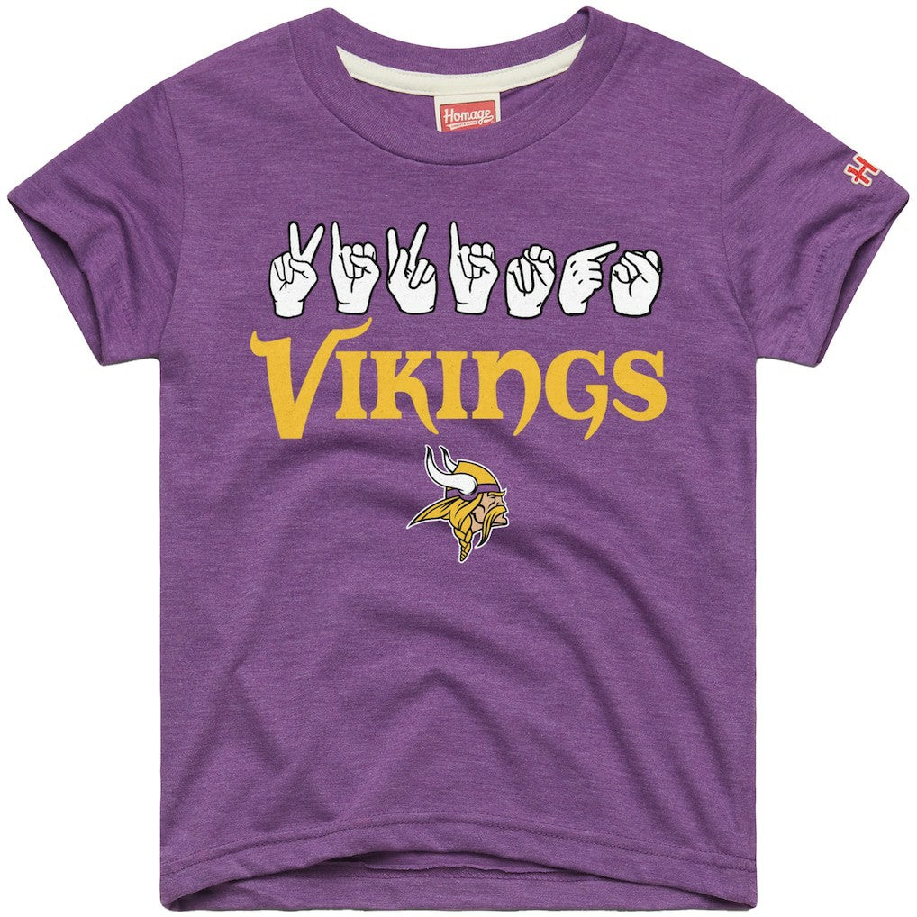 Minnesota Vikings Homage Youth Love Sign x ASL 2.0 Tri-Blend T-Shirt - Purple on sale