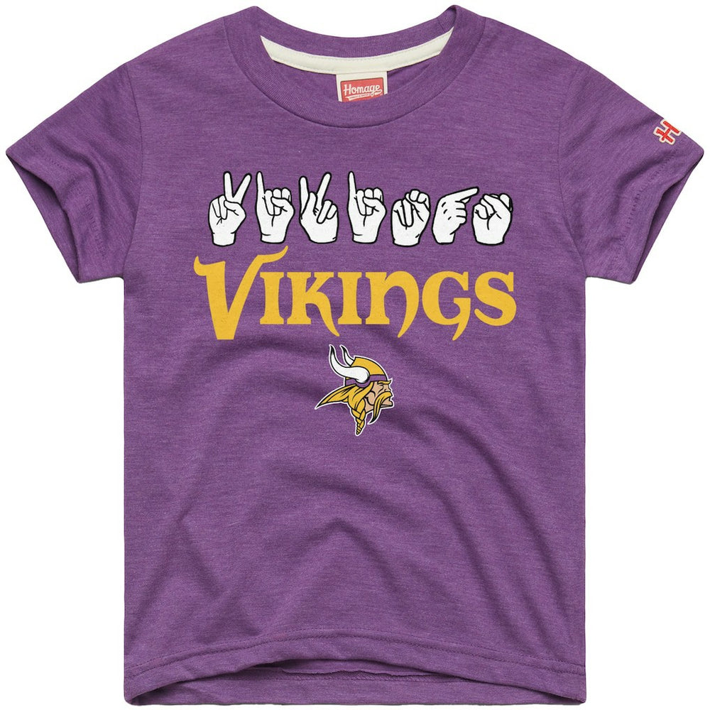 Minnesota Vikings Homage Youth Love Sign x ASL 2.0 Tri-Blend T-Shirt - Purple on sale