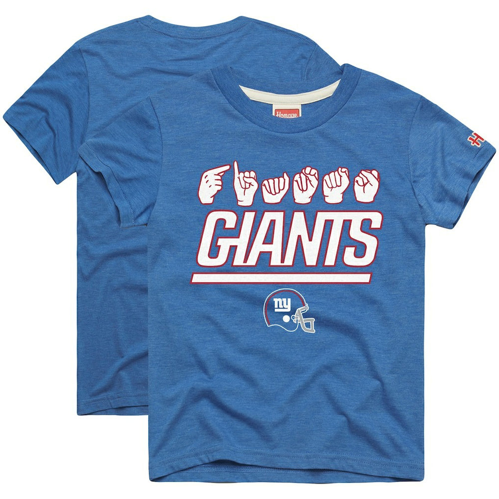 New York Giants Homage Youth Love Sign x ASL 2.0 Tri-Blend T-Shirt - Royal sale