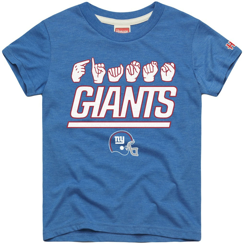New York Giants Homage Youth Love Sign x ASL 2.0 Tri-Blend T-Shirt - Royal sale