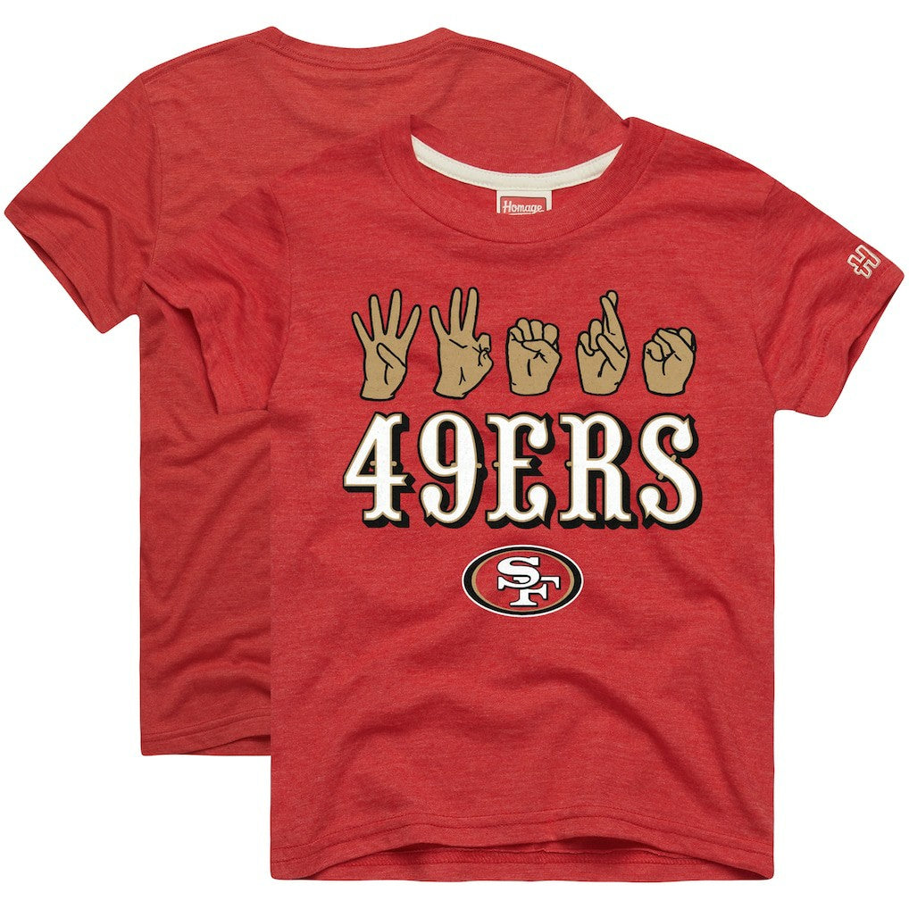 San Francisco 49ers Homage Youth Love Sign x ASL 2.0 Tri-Blend T-Shirt - Scarlet cheap