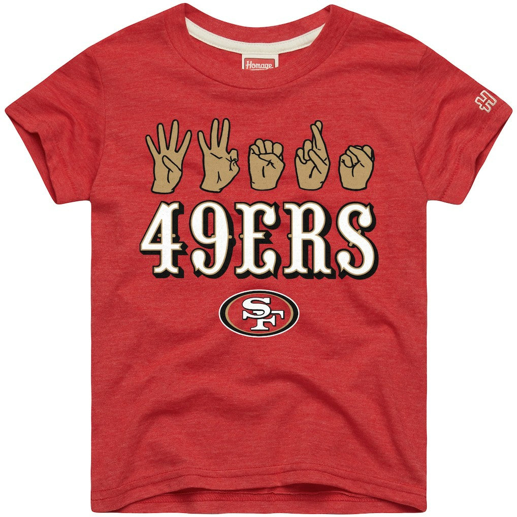 San Francisco 49ers Homage Youth Love Sign x ASL 2.0 Tri-Blend T-Shirt - Scarlet cheap