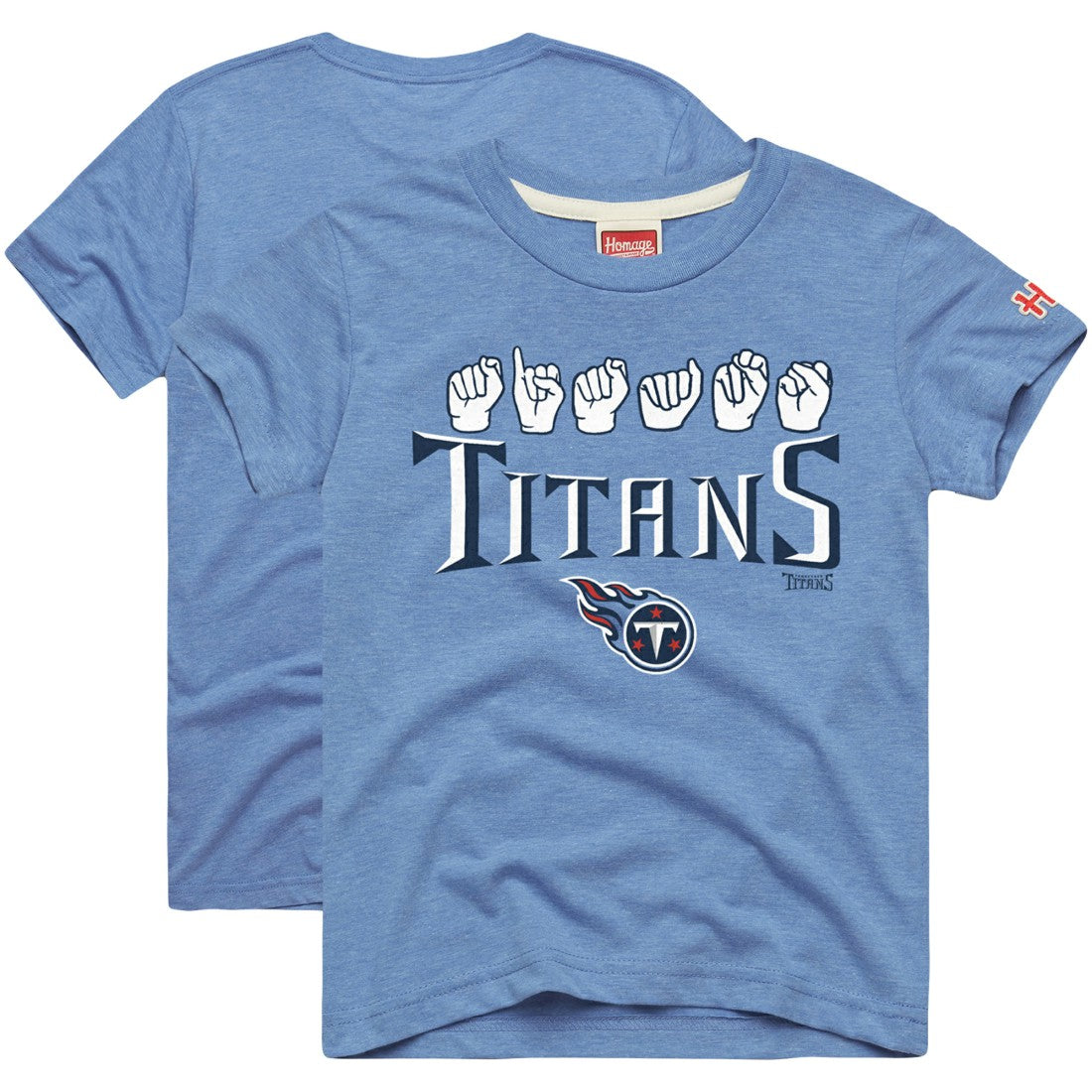 Tennessee Titans Homage Youth Love Sign x ASL 2.0 Tri-Blend T-Shirt - Light Blue online