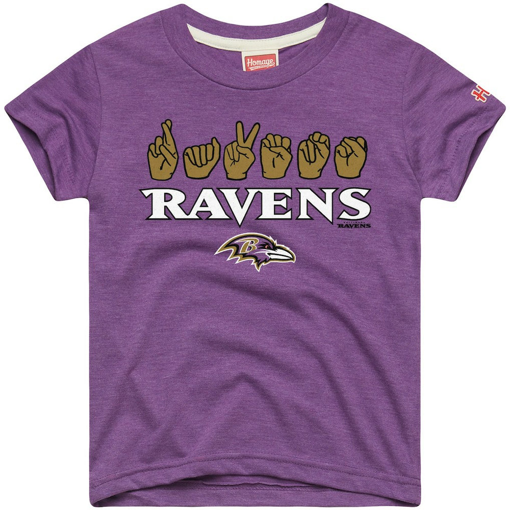 Baltimore Ravens Homage Youth Love Sign x ASL 2.0 Tri-Blend T-Shirt - Purple outlet