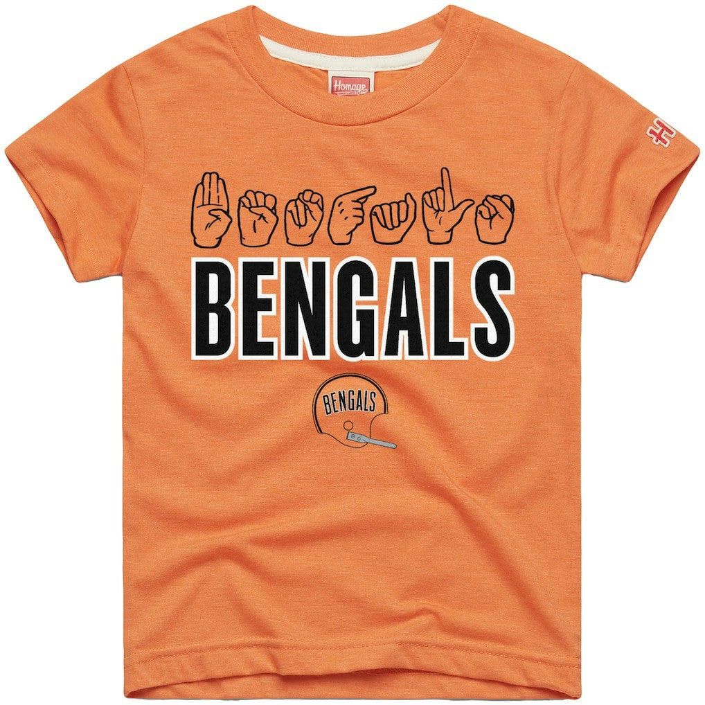 Cincinnati Bengals Homage Youth Love Sign x ASL 2.0 Tri-Blend T-Shirt - Orange sale