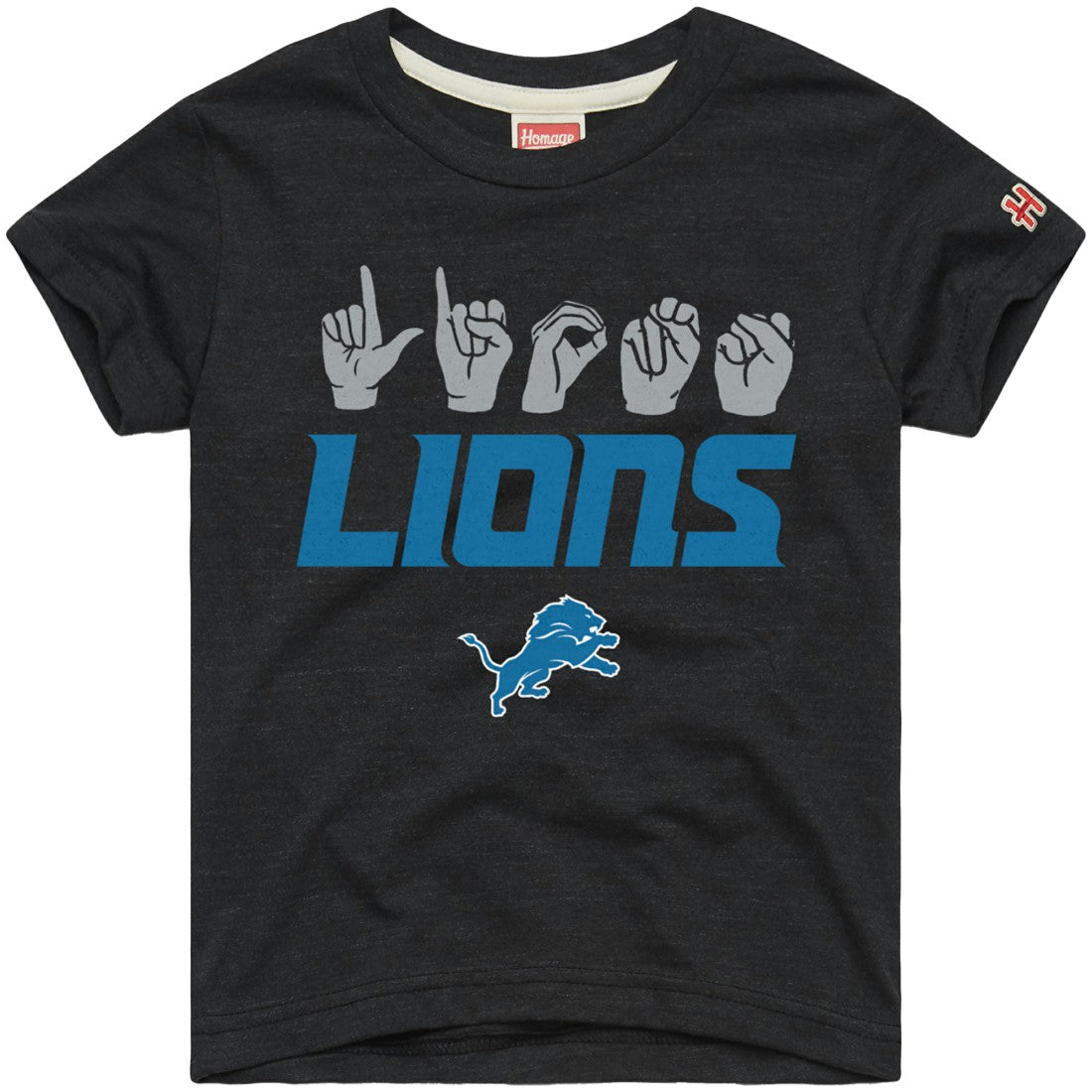 Detroit Lions Homage Youth Love Sign x ASL 2.0 Tri-Blend T-Shirt - Charcoal on sale